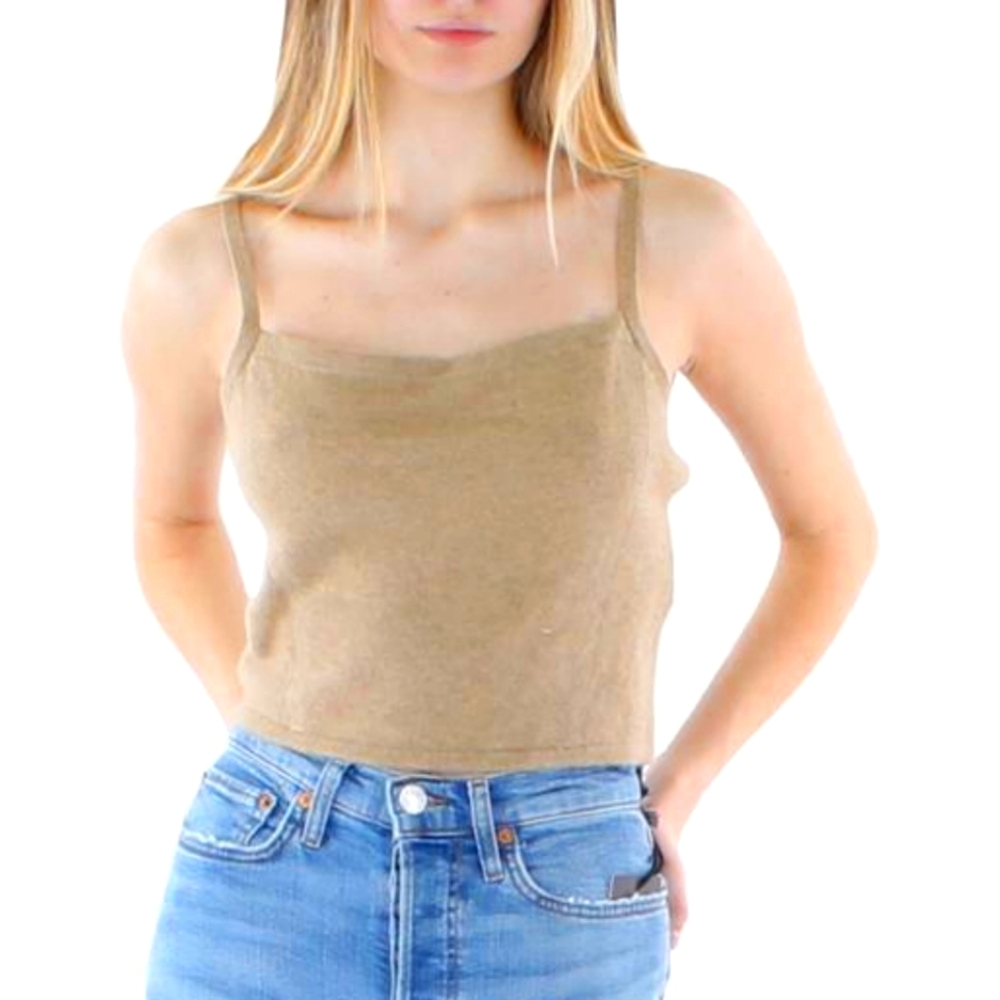 Marciano Guess Tan 100% Cashmere Minimalist Crop Top